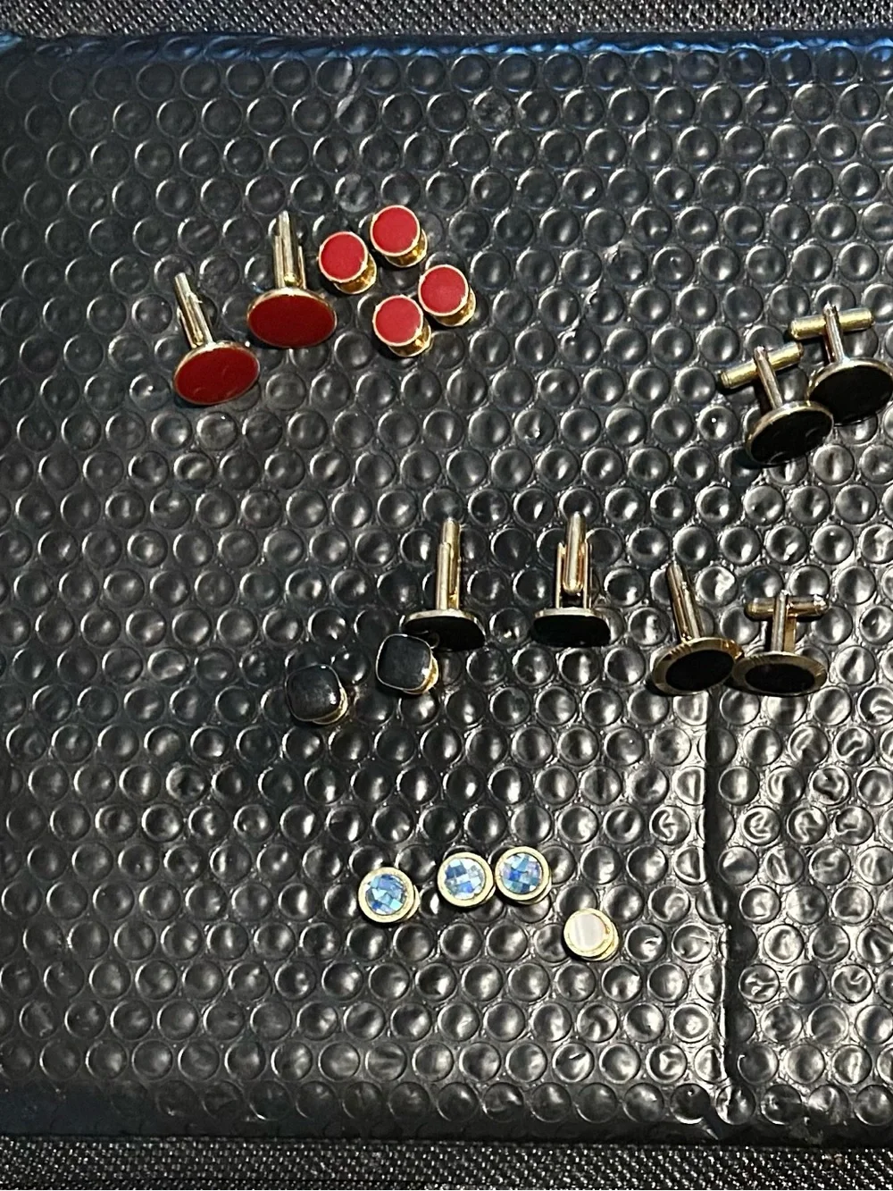 Gold-Tone Black center Cufflinks and Studs Set -